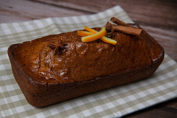 Traditional spice gingerbread cake with honey, ginger, cinnamon, nutmeg. High quality photo
