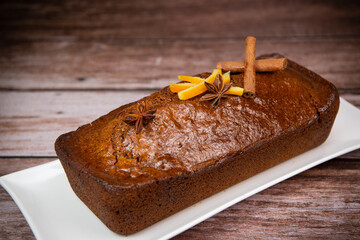 Traditional spice gingerbread cake with honey, ginger, cinnamon, nutmeg. High quality photo