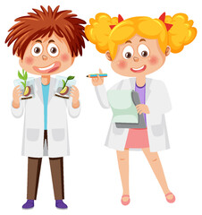 Scientist kids doing science experiment