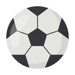 Football or soccer match element vector illustration. Black and white ball with pentagonal elements isolated on white background. Soccer or football, sports concept