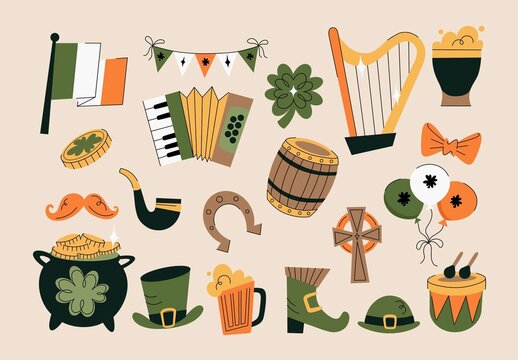 St Patricks Day Illustrations Irish Themed Vector Elements