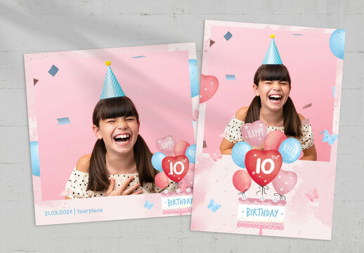 Girl's Birthday Photo Booth Template