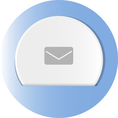 Blue round label with envelope icon