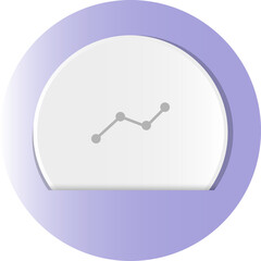 Purple round label with graph or stock icon