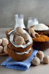 Obraz na płótnie Canvas Vegan coconut truffles