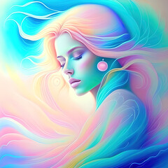 woman in pastel colors