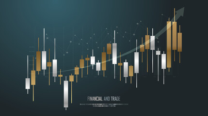 Gold charts of bear market in Trading bar chart, a Stock market trend and forex trading bar charts concept design for financial investment, Economic trends chart vector illustration design. - obrazy, fototapety, plakaty