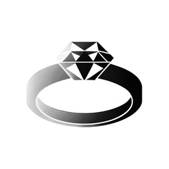 Diamond ring vector icon isolated from background.