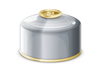 One small portable tourist gas cylinder isolated, tourist equipment for the field kitchen