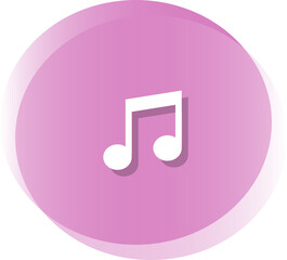 Pink round button with musical note icon