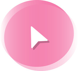 Pink round button with arrow or cursor icon