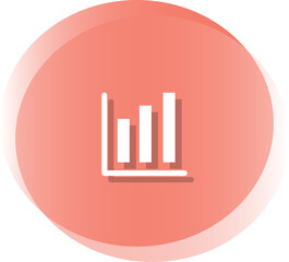 Pink round button with bar graph or stock icon
