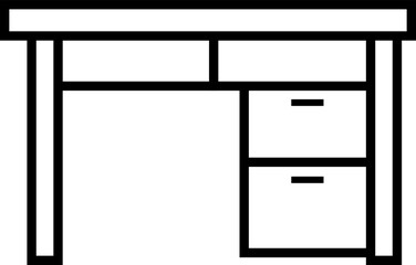 引き出し付き机のシンプルイラストアイコン