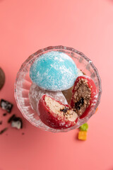 Delicious mochi close-up. Traditional Japanese dessert
