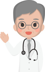Fototapeta premium Older male medical worker, medical staff, emoji cartoons