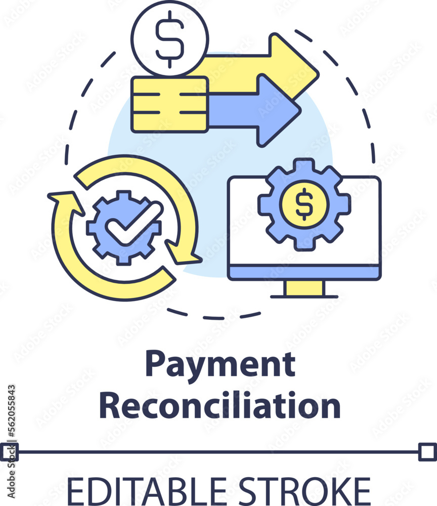 Poster payment reconciliation concept icon. treasury management system function abstract idea thin line ill