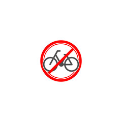 No cycling road sign flat icon isolated on white background