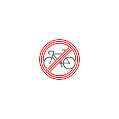 No cycling road sign flat icon isolated on white background