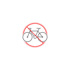 No cycling road sign flat icon isolated on white background