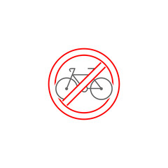 No cycling road sign flat icon isolated on white background