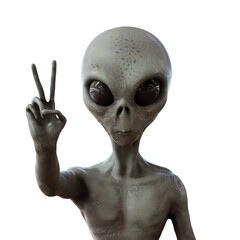 alien showing peace sign, 3d render - 562056628