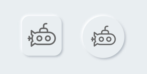 Submarine line icon in neomorphic design style. Uderwater ship signs vector illustration. © Yasir Design