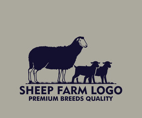 SHEEPS BREED LOGO, silhouette of great sheeps standing vector illustrations