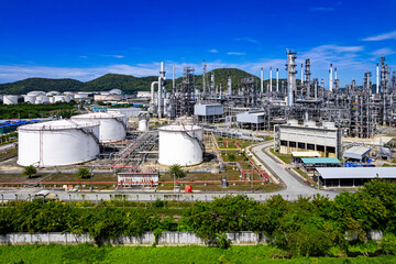 Oil​ refinery​ and​ plant and tower column of Petrochemistry industry in oil​ and​ gas​ ​industrial.
