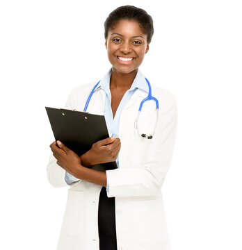 A confident young doctor posing isolated on a PNG background.