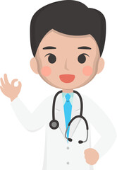 Fototapeta premium Male medical worker than innocent gesture, medical staff, emoji cartoon cartoon