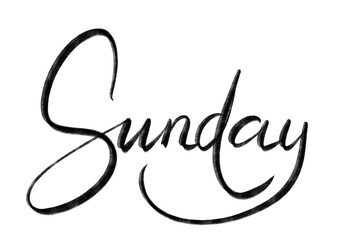 Sunday hand drawn lettering. Modern brush calligraphy design for card, poster, social media post, photo overlay. Vector illustration.