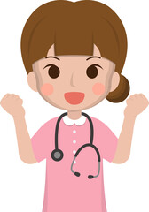 Female medical worker full of energy, medical staff, emoji cartoons