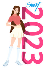 start! 2023! Cheers to a good start. vector, character design, fashion design