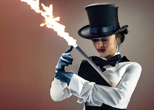 Magicienne en costume. AI Generated. 