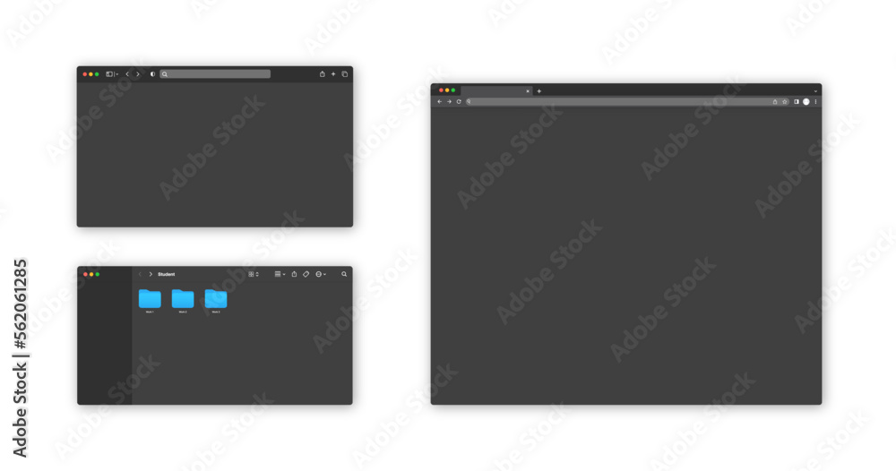 Wall mural web browser window template. mockup of web site screen. template of browser for laptop in black simp