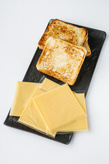 delicious cheese sandwich on a white rustic wooden background