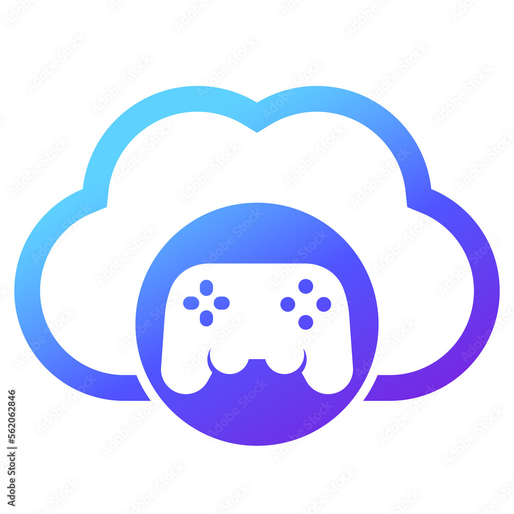 Poster cloud gaming icon with cloud and game controller