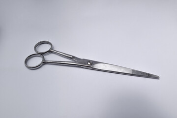 stainless scissors on white background