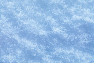 Snowy surface, snow background, top view
