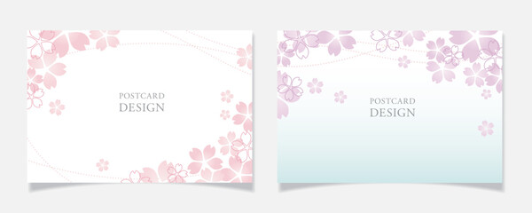 桜の花びらをモチーフにしたポストカードデザインB - obrazy, fototapety, plakaty