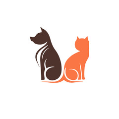 Cat and dog veterinary vector logo 