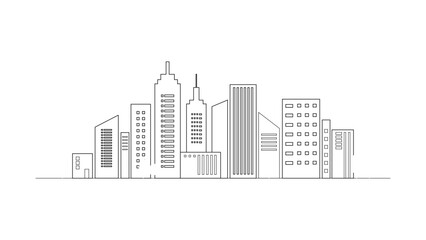 Obraz premium Black white City town silhouette isolated on white background.