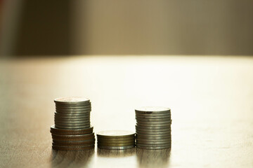 Saving money concept preset  putting money coin stack growing business