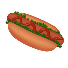 Watercolor Hot dog