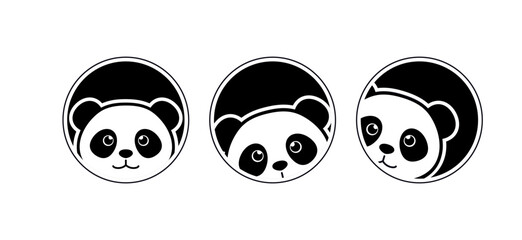 Little Panda. Cartoon Panda. Cute Panda Face. Baby Shower. Paws up over wall. © martstudio