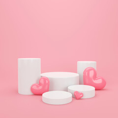 Valentine display podium minimal for product backdrop. 3d rendering.