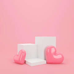 Valentine display podium minimal for product backdrop. 3d rendering.