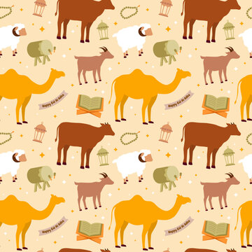 Illustration of Eid al adha theme seamless pattern vector design
