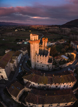The town of Nozzano at sunset, Tuscany