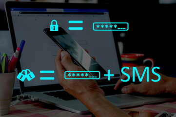 authentification à deux facteurs : double sécurité pour l'accès à un site internet avec ordinateur et smartphone - obrazy, fototapety, plakaty